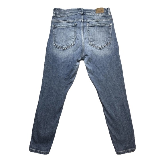 BKE Parker Jeans Womens 31 Blue High Rise Ankle Skinny Distressed Ripped Denim